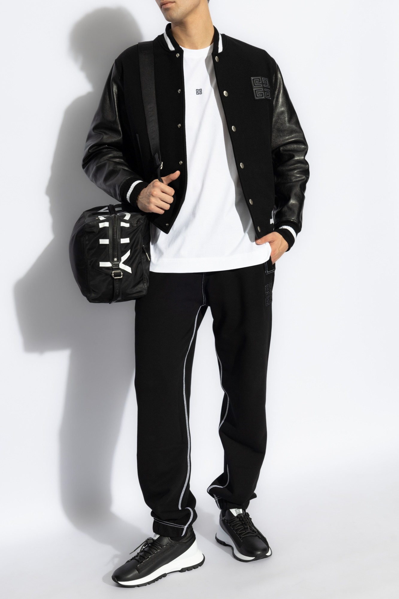 G Givenchy デザイナー プリント 開襟 ボタンダウン【39】ネイビー